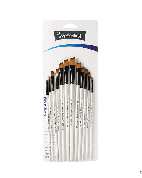 Keep Smiling White 12pcs Angular Brush 6075X