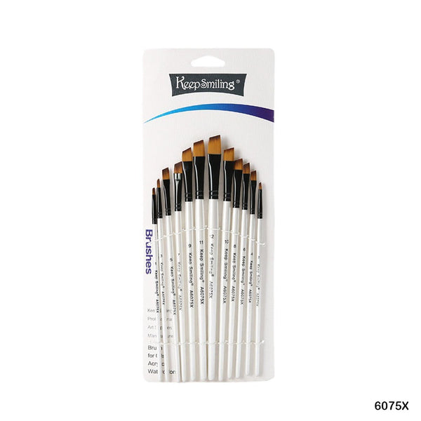 Keep Smiling White 12pcs Angular Brush 6075X