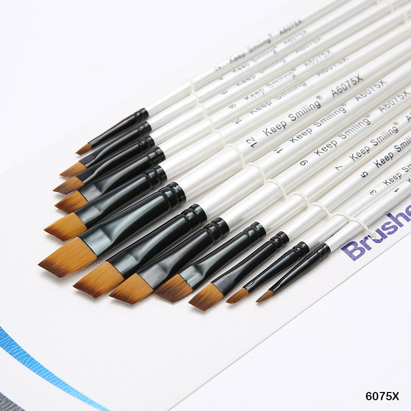 Keep Smiling White 12pcs Angular Brush 6075X