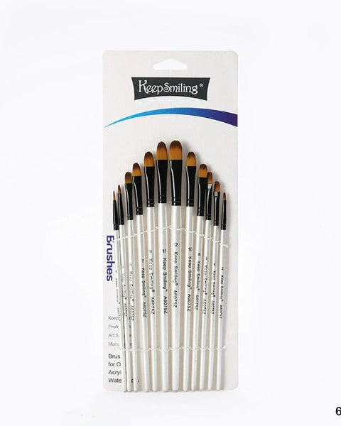 Keep Smiling White 12pcs Filbert Brush 6075Z