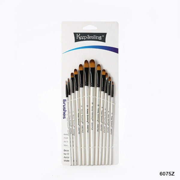 Keep Smiling White 12pcs Filbert Brush 6075Z