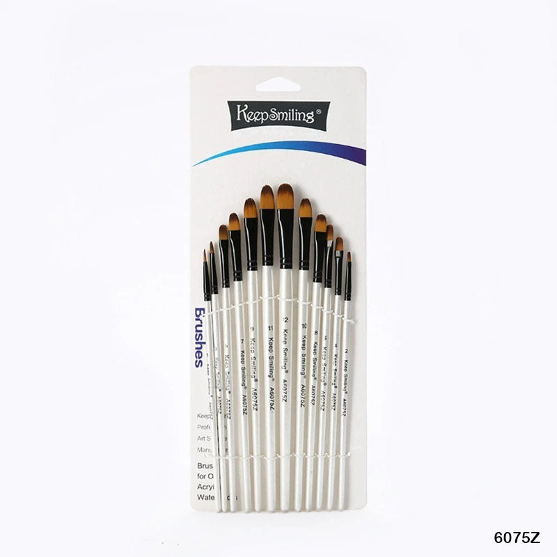 Keep Smiling White 12pcs Filbert Brush 6075Z