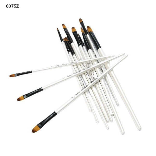 Keep Smiling White 12pcs Filbert Brush 6075Z