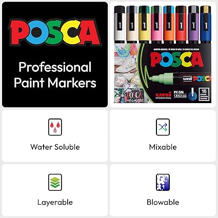 Uni Posca 5M set of 16