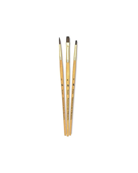 Princeton Mixed Brush Set of 3 Round 3, Shader 2 & 6 Suitable for Oil, Acrylic, Watercolour, Goauche, Poster Colours, Short Handle