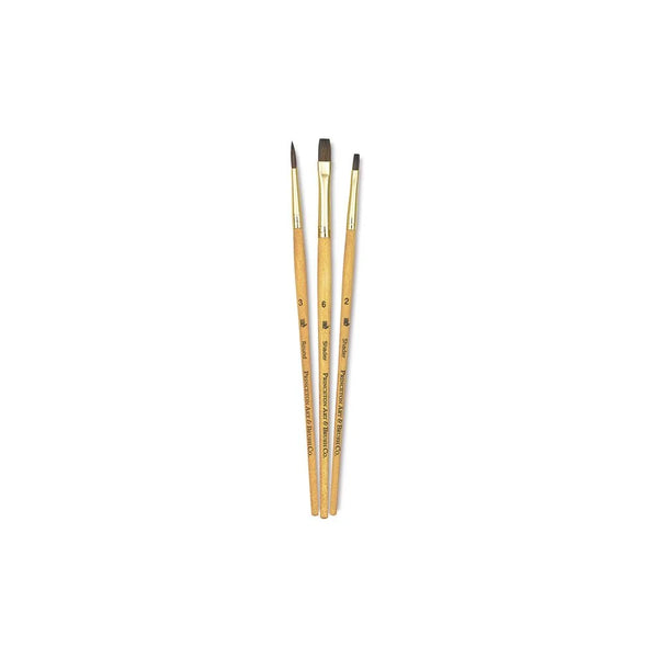 Princeton Mixed Brush Set of 3 Round 3, Shader 2 & 6 Suitable for Oil, Acrylic, Watercolour, Goauche, Poster Colours, Short Handle