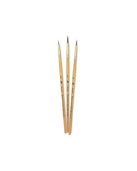 Princeton Round Brush Set of 3 (5/0, 2, 0) Suitable for Oil, Acrylic, Watercolour, Goauche, Poster Colours, Short Handle