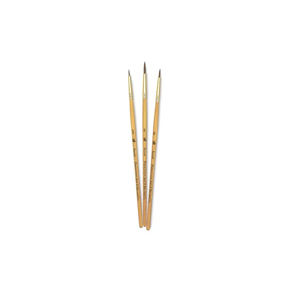 Princeton Round Brush Set of 3 (5/0, 2, 0) Suitable for Oil, Acrylic, Watercolour, Goauche, Poster Colours, Short Handle
