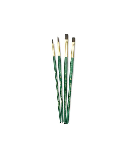Princeton Mixed Brush Set of 4 Round 1,3; Shader 4, 6 Suitable for Oil, Acrylic, Watercolour, Goauche, Poster Colours, Short Handle