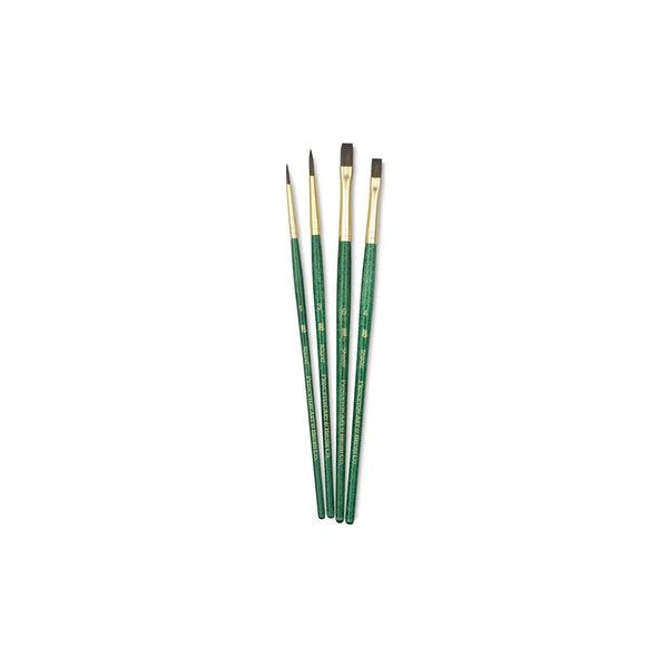 Princeton Mixed Brush Set of 4 Round 1,3; Shader 4, 6 Suitable for Oil, Acrylic, Watercolour, Goauche, Poster Colours, Short Handle