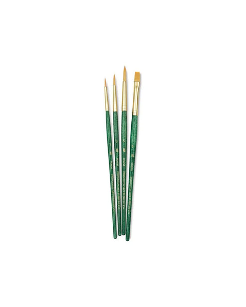 Princeton Mixed Brush Set of 4 Round 1, 3, 5, Shader 6 Suitable for Oil, Acrylic, Watercolour, Goauche, Poster Colours, Short Handle