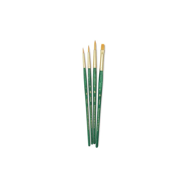 Princeton Mixed Brush Set of 4 Round 1, 3, 5, Shader 6 Suitable for Oil, Acrylic, Watercolour, Goauche, Poster Colours, Short Handle