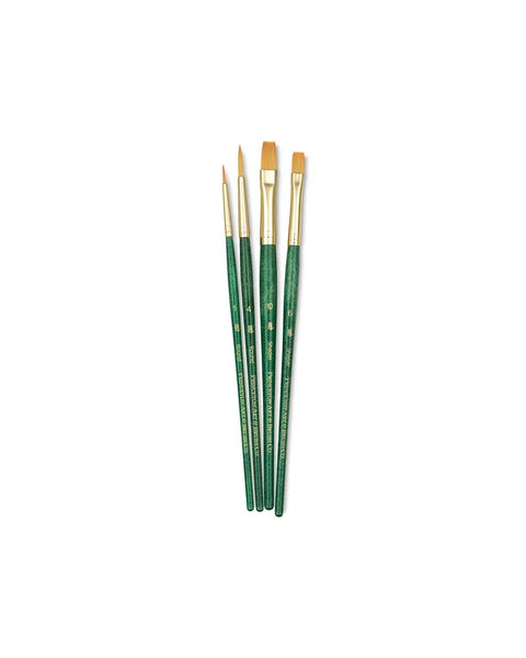 Princeton Mixed Brush Set of 4 Round 1, 4; Shader 6, 10 Suitable for Oil, Acrylic, Watercolour, Goauche, Poster Colours, Short Handle