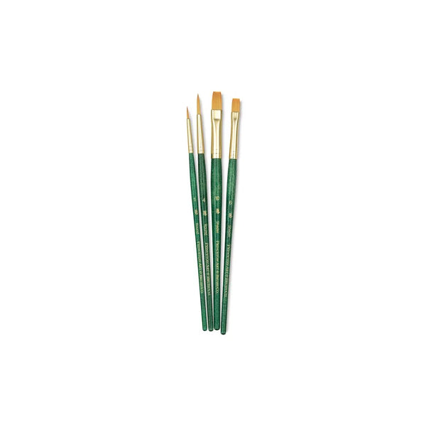 Princeton Mixed Brush Set of 4 Round 1, 4; Shader 6, 10 Suitable for Oil, Acrylic, Watercolour, Goauche, Poster Colours, Short Handle