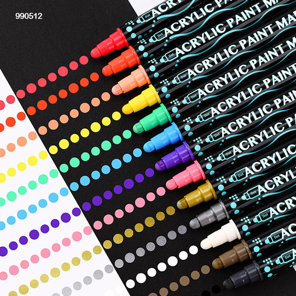 JiMiao Acrylic Marker Dual Tip 12 Shades