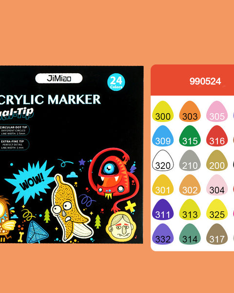 JiMiao Acrylic Marker Dual Tip 24 Shades