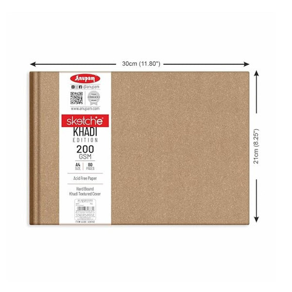 Anupam Sketch-E Khadi edition  Hard Bound A4, 200 GSM, 80 Pages