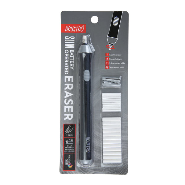 Brustro Slim Battery Operated Automatic Eraser, with 22 Refills and 2 Eraser Holders