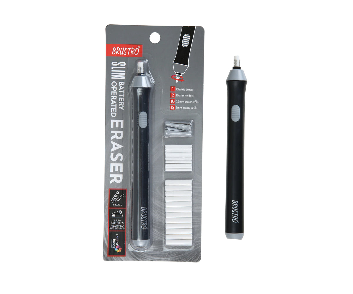 Brustro Slim Battery Operated Automatic Eraser, with 22 Refills and 2 Eraser Holders