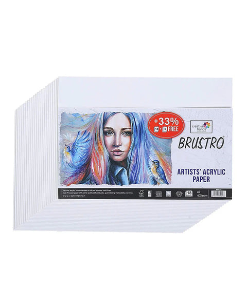 Brustro Artist Acrylic Papers 400 GSM, A5, 18+6 Sheets