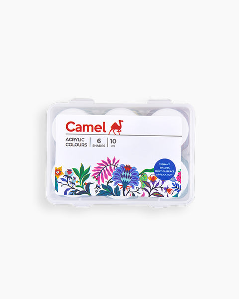 Camel Acrylic Colours Assorted pack of 6 shades in 10 ml, Ultra  range