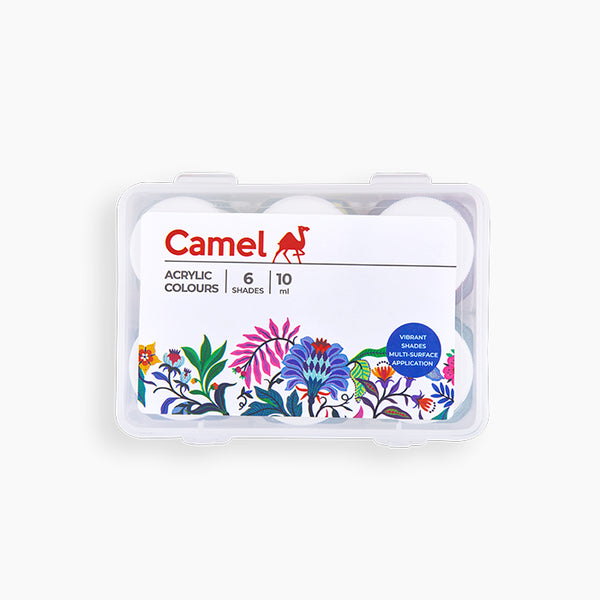 Camel Acrylic Colours Assorted pack of 6 shades in 10 ml, Ultra  range