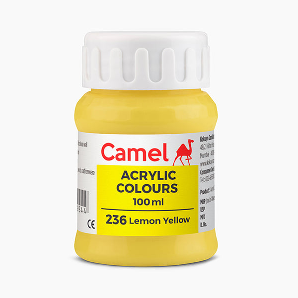 Camel Acrylic Paint Lemon Yellow 100ml, Ultra Range