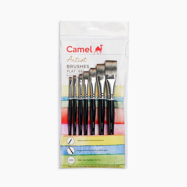 Camel Artist Brushes Assorted pack of 7 brushes, Flat - Series 69