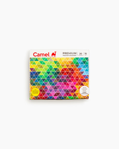 Camel Premium Poster Colours Assorted pack of 20 shades in 15 ml with Brushes