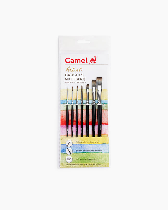 Camel Sr68+69 Mixed Brush set of 7, Short Handle