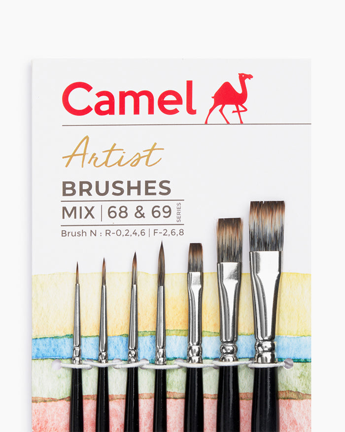 Camel Sr68+69 Mixed Brush set of 7, Short Handle