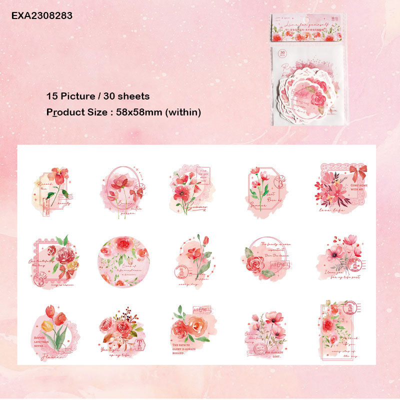 Blooming Paper CutOut Stickers 30pc