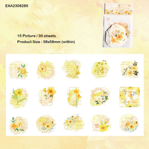 Blooming Paper CutOut Sticker 30pc