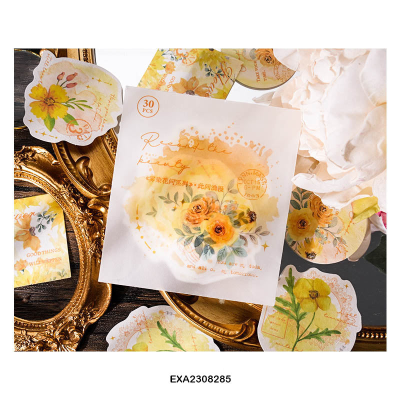 Blooming Paper CutOut Sticker 30pc