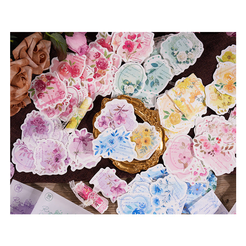 Blooming Paper CutOut Sticker 30pc