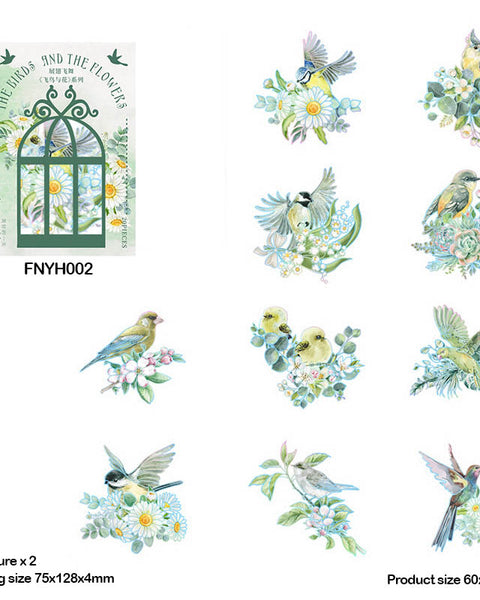 FNYH002 Birds N Flower Sticker CutOut 20pc