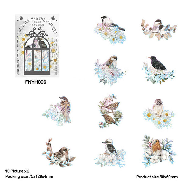 FNYH006 Birds N Flower Sticker CutOut 20PC