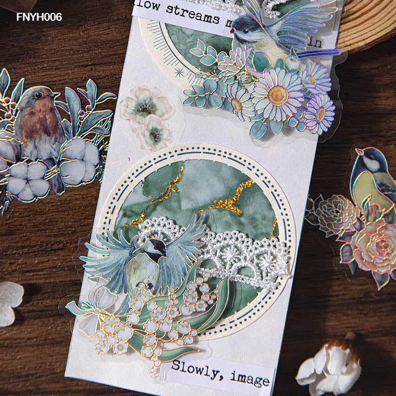 FNYH006 Birds N Flower Sticker CutOut 20PC
