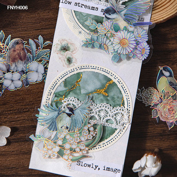 FNYH006 Birds N Flower Sticker CutOut 20PC