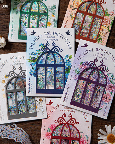 FNYH006 Birds N Flower Sticker CutOut 20PC
