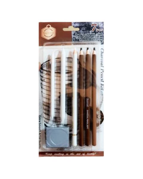 Keep Smiling Charcoal Pencil Set 7 Pieces