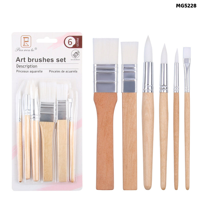 Art Brushes White Bristle Set Of 6