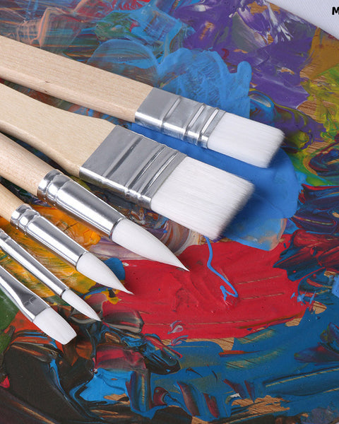 Art Brushes White Bristle Set Of 6