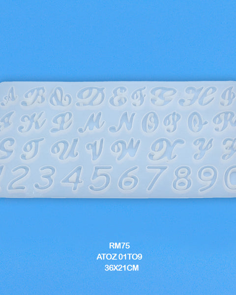 Silicon Alpha Numerical Cursive Mould 38x21cm
