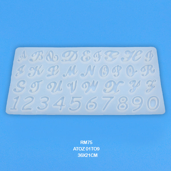 Silicon Alpha Numerical Cursive Mould 38x21cm