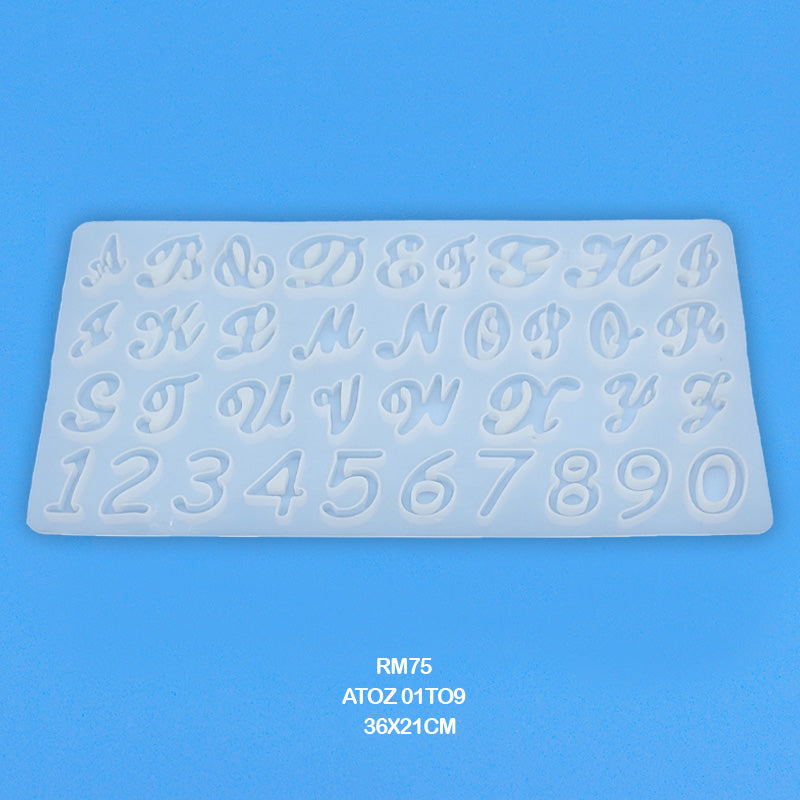 Silicon Alpha Numerical Cursive Mould 38x21cm