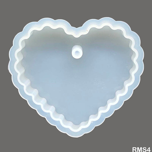 Silicon Wavy Heart Pendant/Keychain Mould 5cm