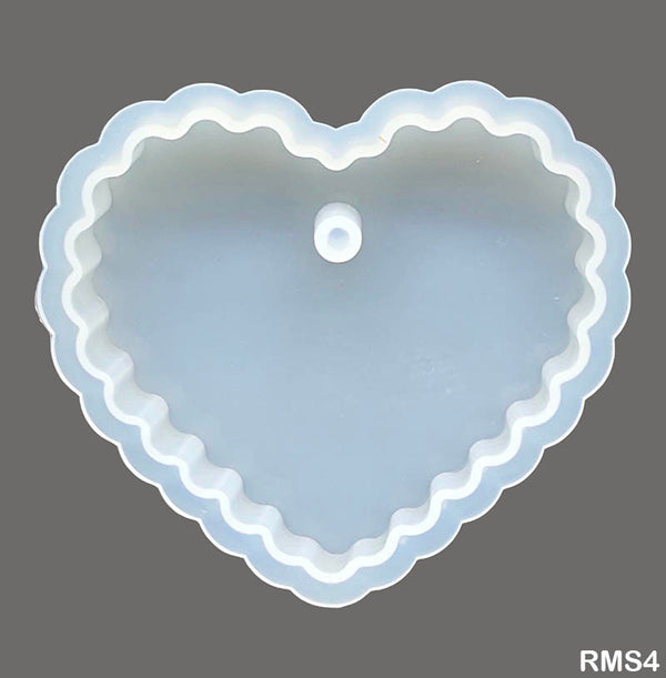 Silicon Wavy Heart Pendant/Keychain Mould 5cm