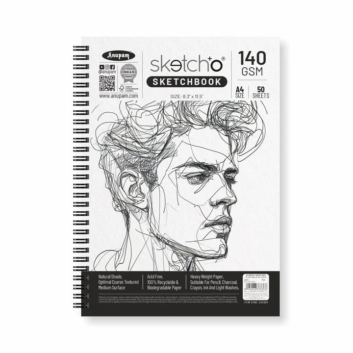 Anupam Sketcho Portrait Side Wiro140GSM A4 50 Sheets