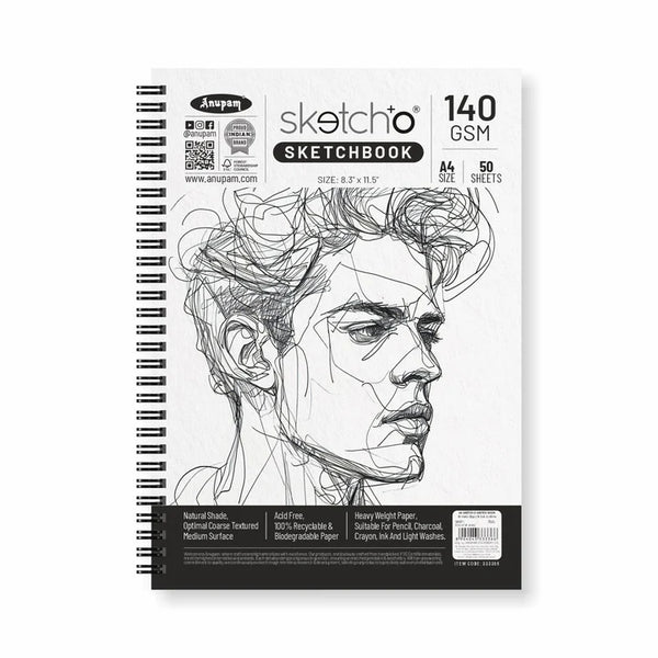 Anupam Sketcho Portrait Side Wiro140GSM A4 50 Sheets